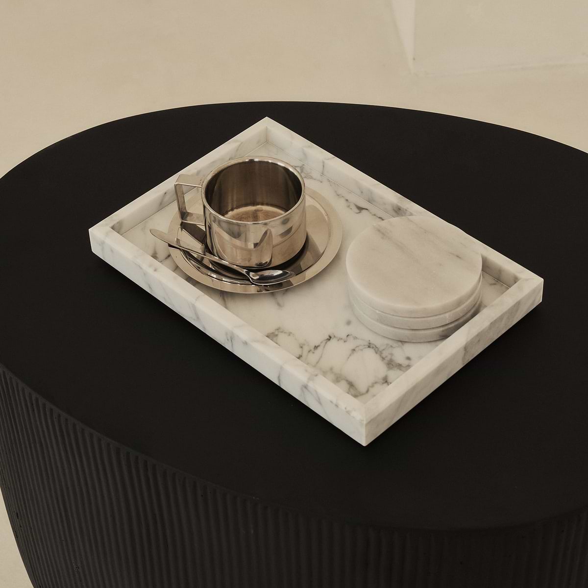 Travara - White Marble Large Rectangular Decorative Tray