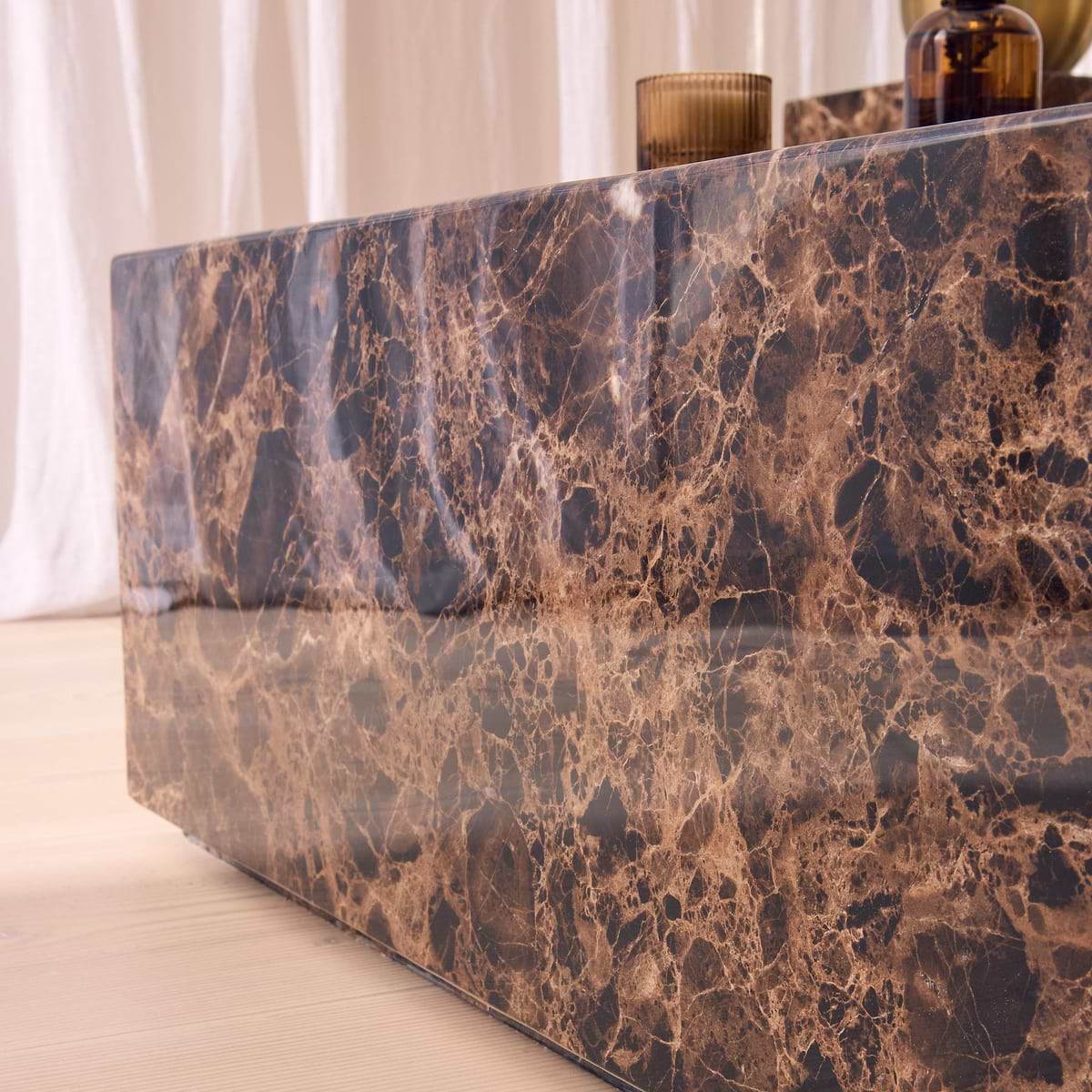 Atella - Dark Emperador Rectangular Premium Solid Marble Coffee Table