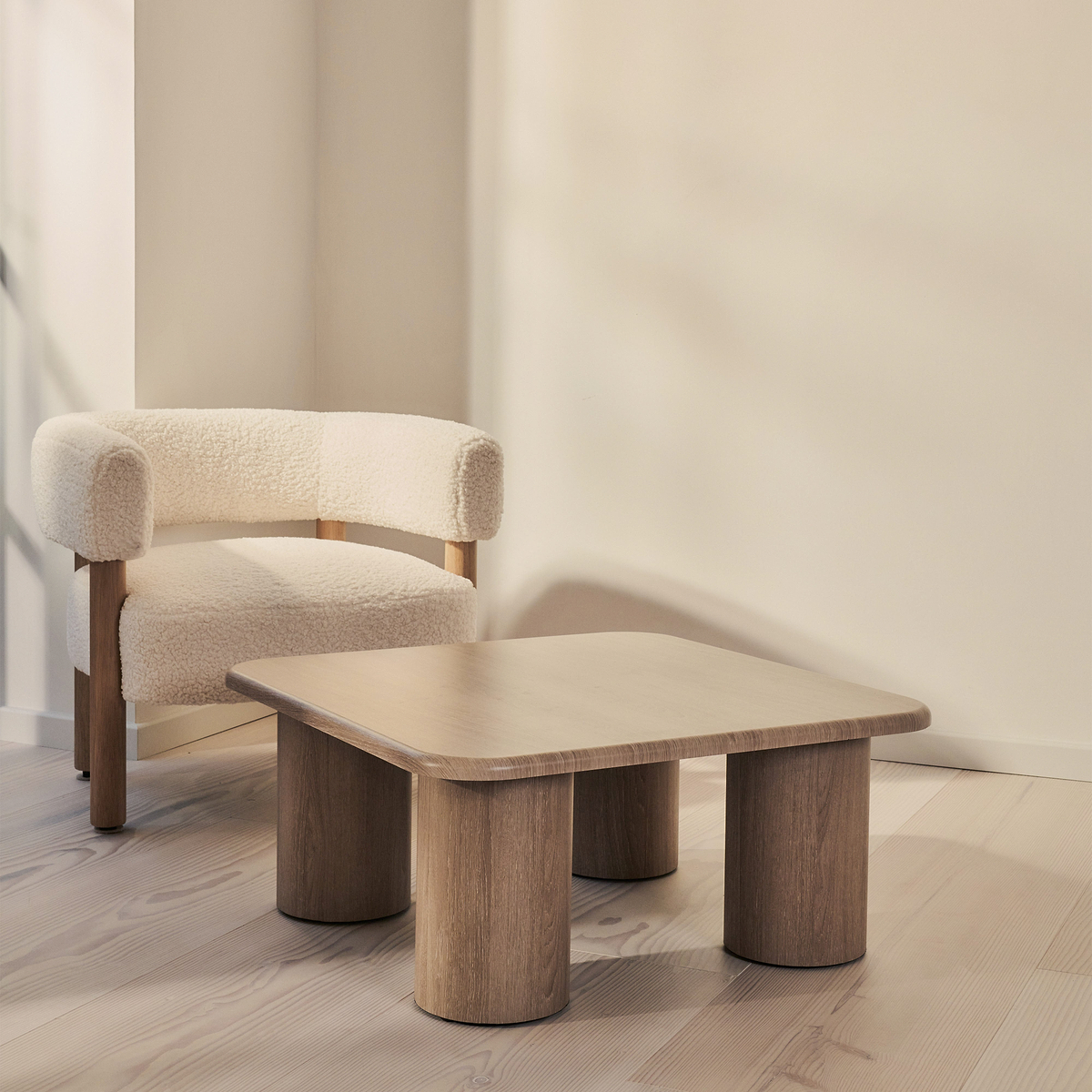 Alina - Washed Wood Square Large Wooden Coffee Table