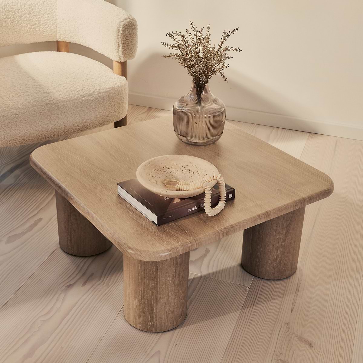 Alina - Washed Wood Square Large Wooden Coffee Table