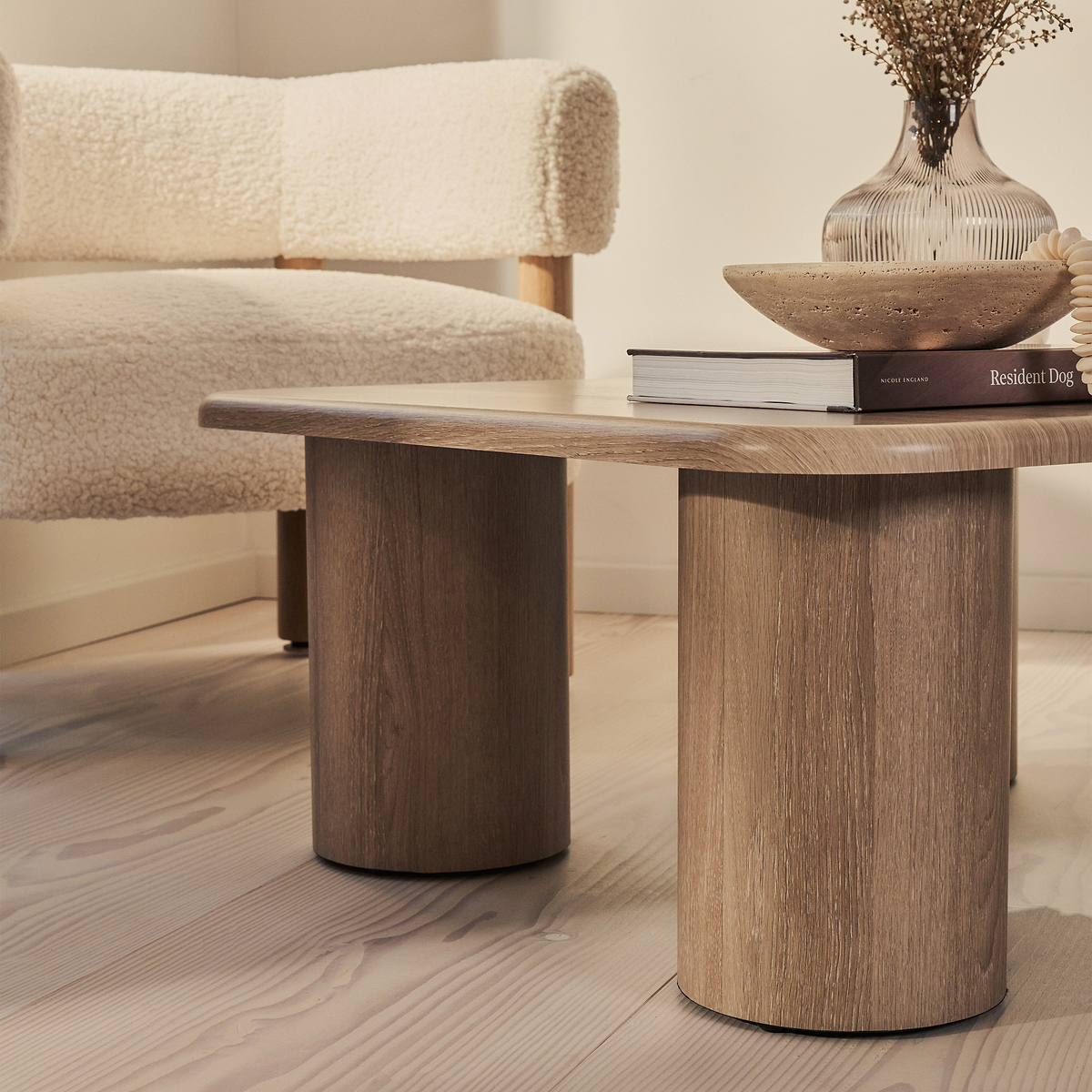 Alina - Washed Wood Square Large Wooden Coffee Table
