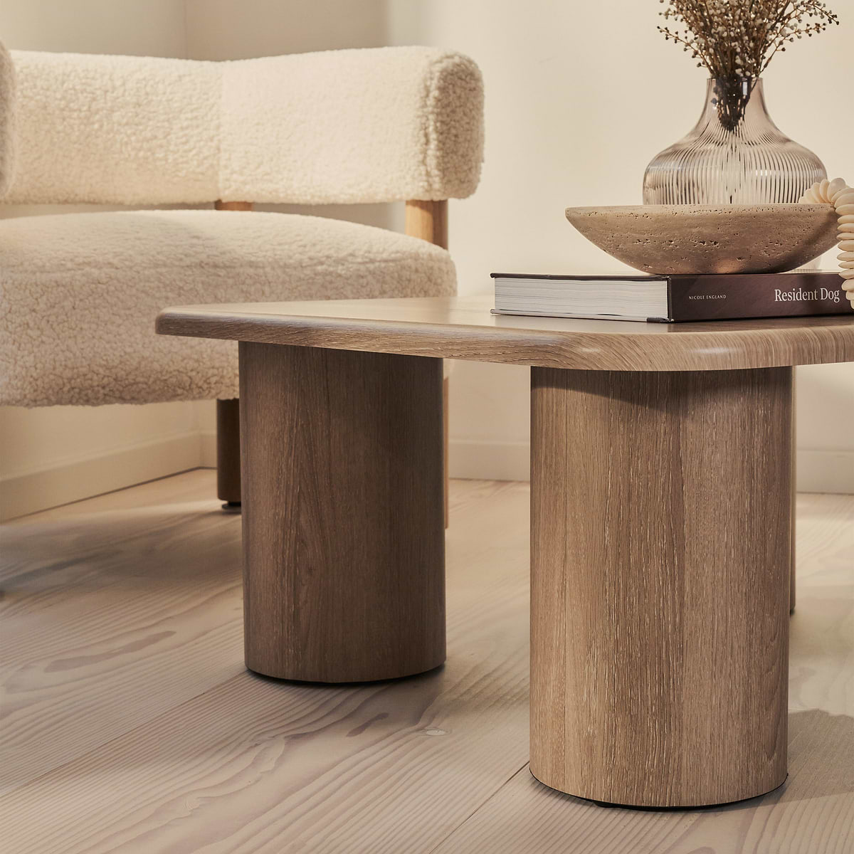 Alina - Washed Wood Square Large Wooden Coffee Table