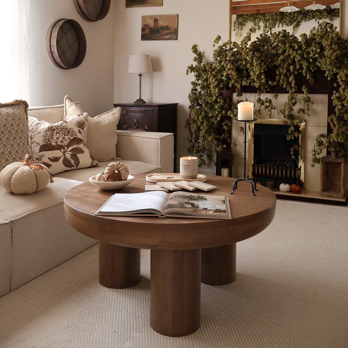 Vermont - Warm Wood Premium Round Coffee Table