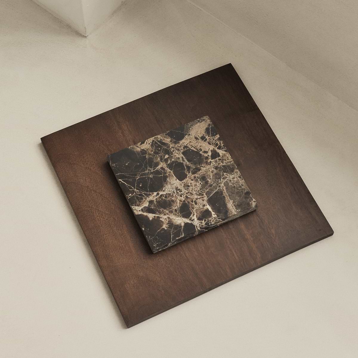 Valor - Dark Emperador Marble Round Dark Wood Premium Coffee Table