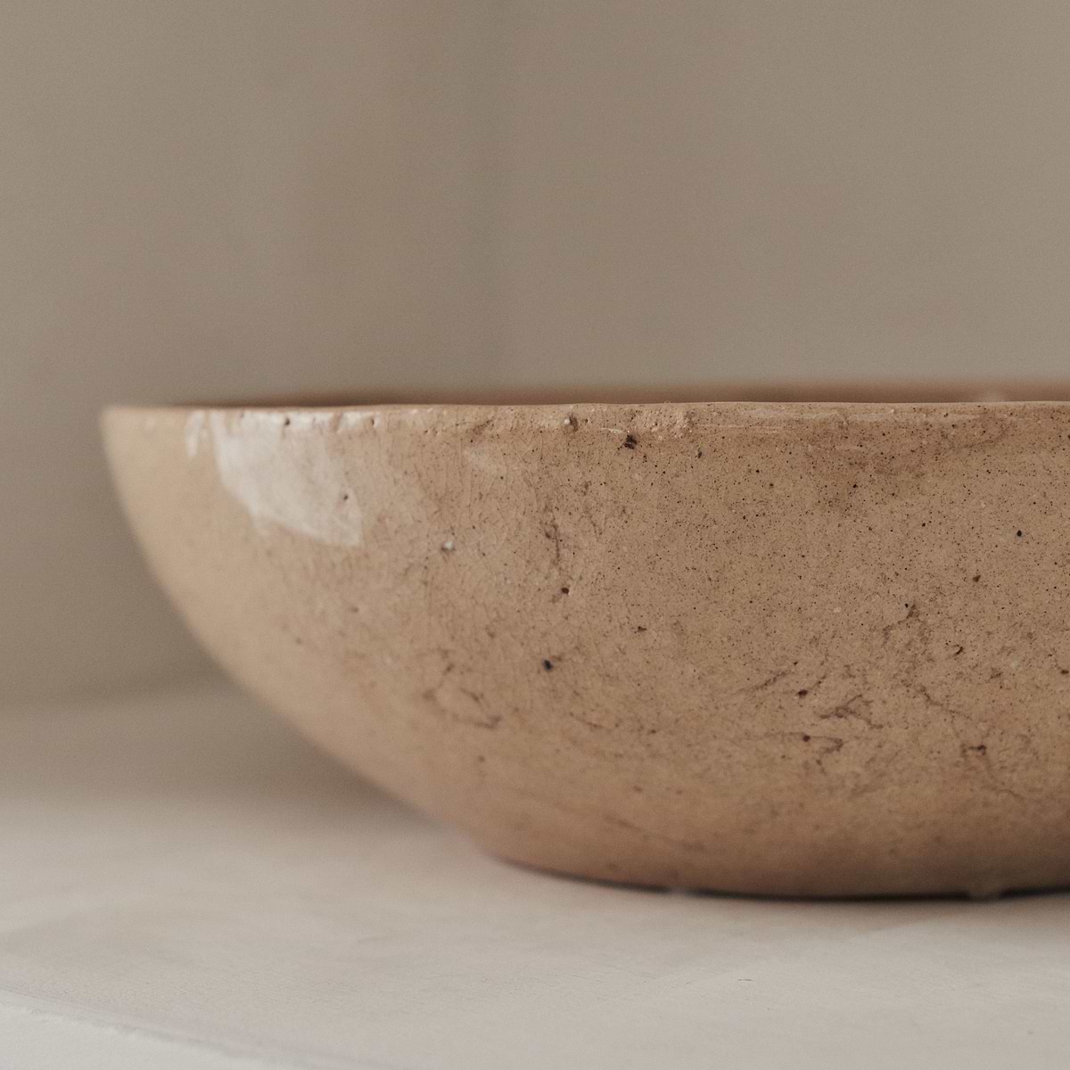 Portera - Beige Gloss Ceramic Decorative Bowl