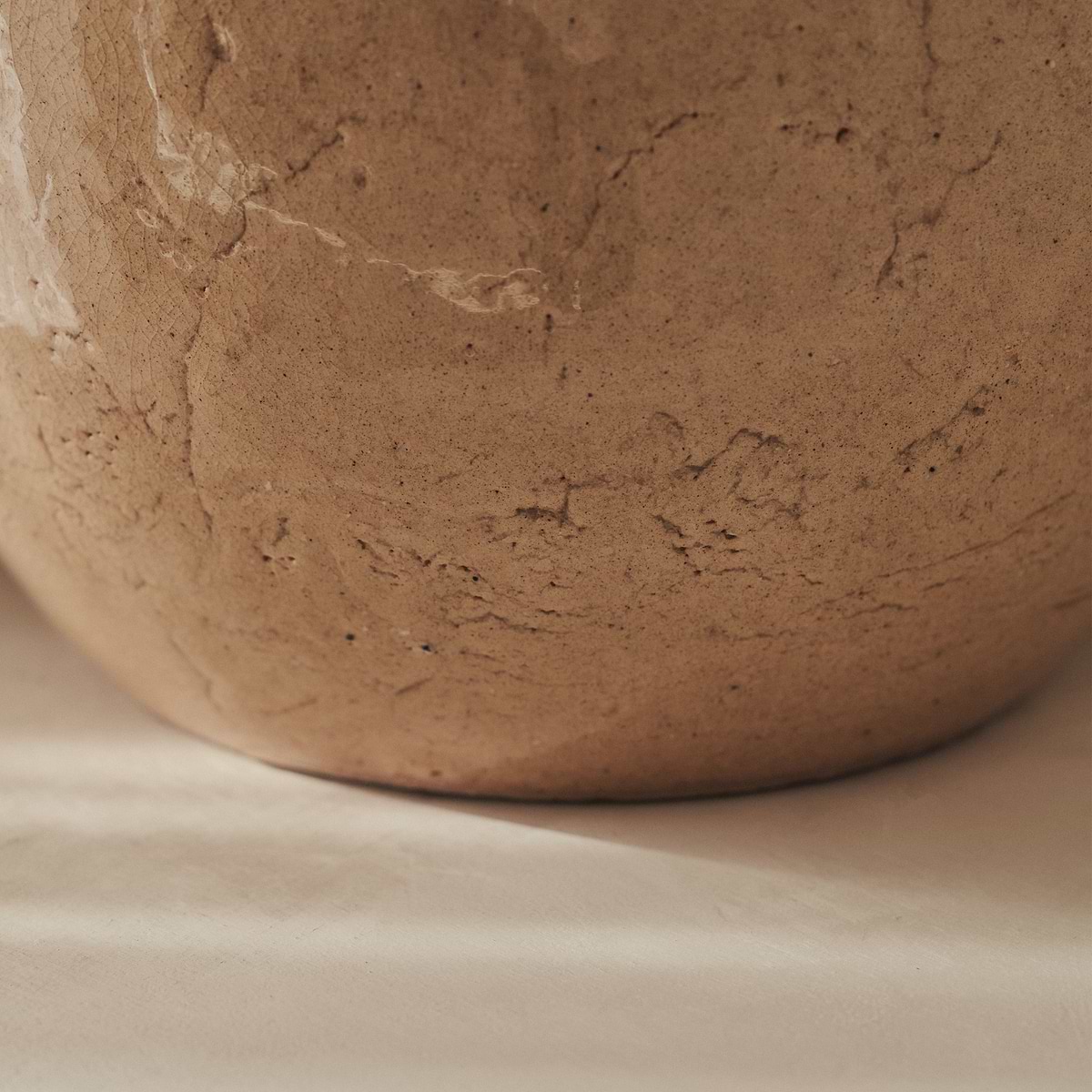 Cyra - Large Beige Gloss Ceramic Vase