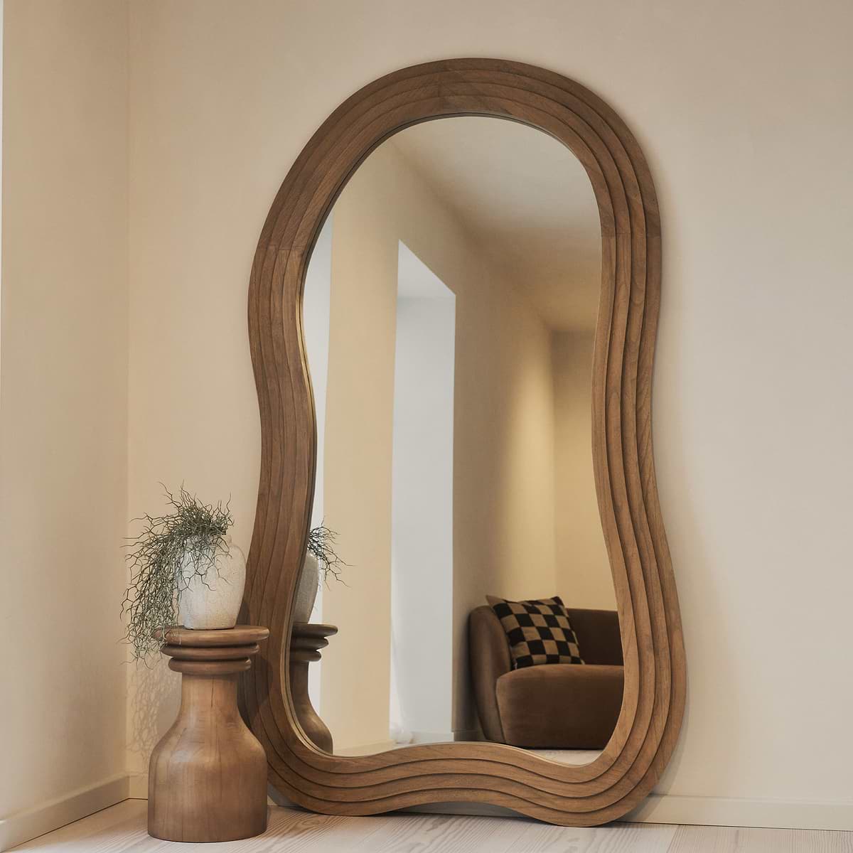 Luciana - Full Length Irregular Warm Wood Extra Large Mirror 200cm x 120cm
