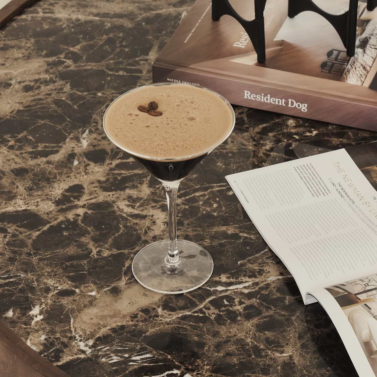 Valor - Dark Emperador Marble Round Dark Wood Premium Coffee Table