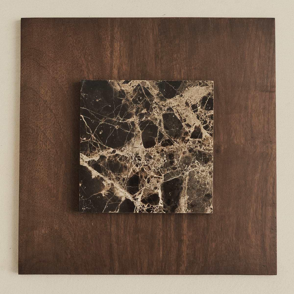 Valor - Dark Emperador Marble Round Dark Wood Premium Coffee Table