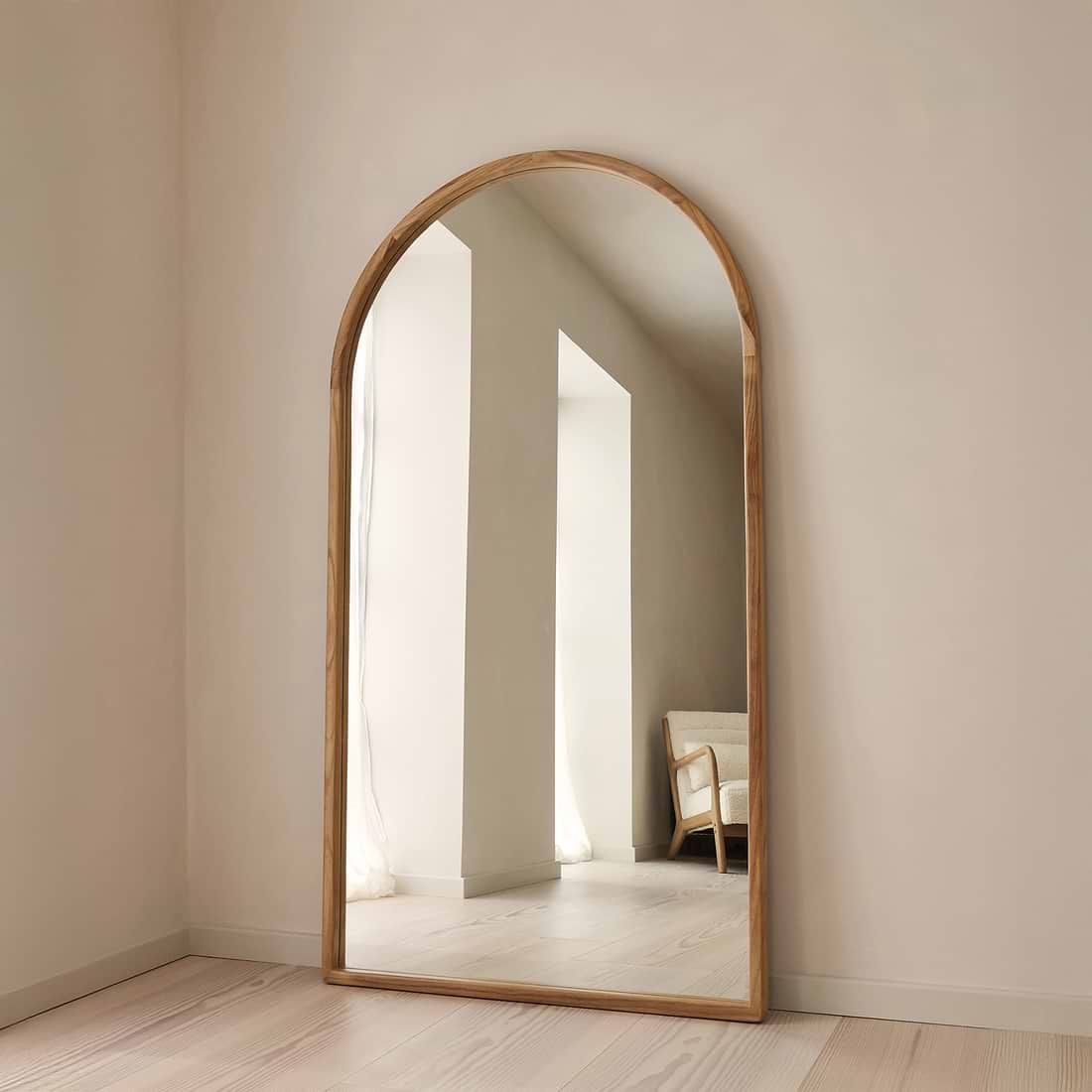 Arden Light Full Length Arched Wooden Mirror 175cm x 95cm