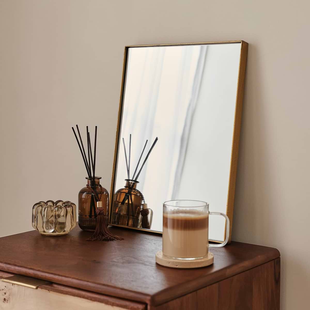 Theo - Gold Rectangular Metal Wall Mirror 40cm x 30cm