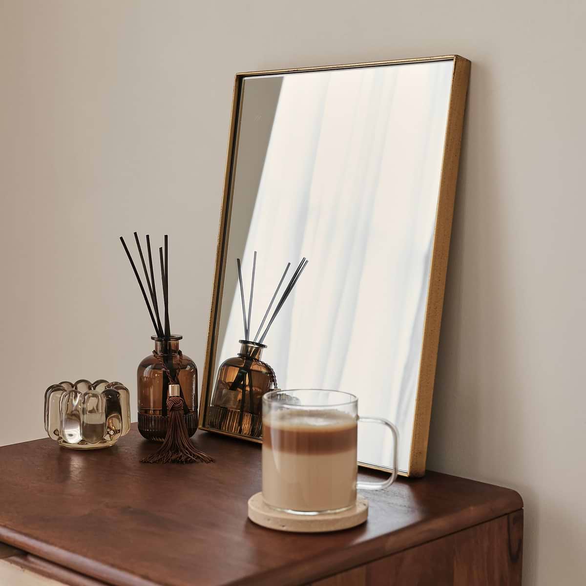 Theo - Gold Rectangular Metal Wall Mirror 40cm x 30cm