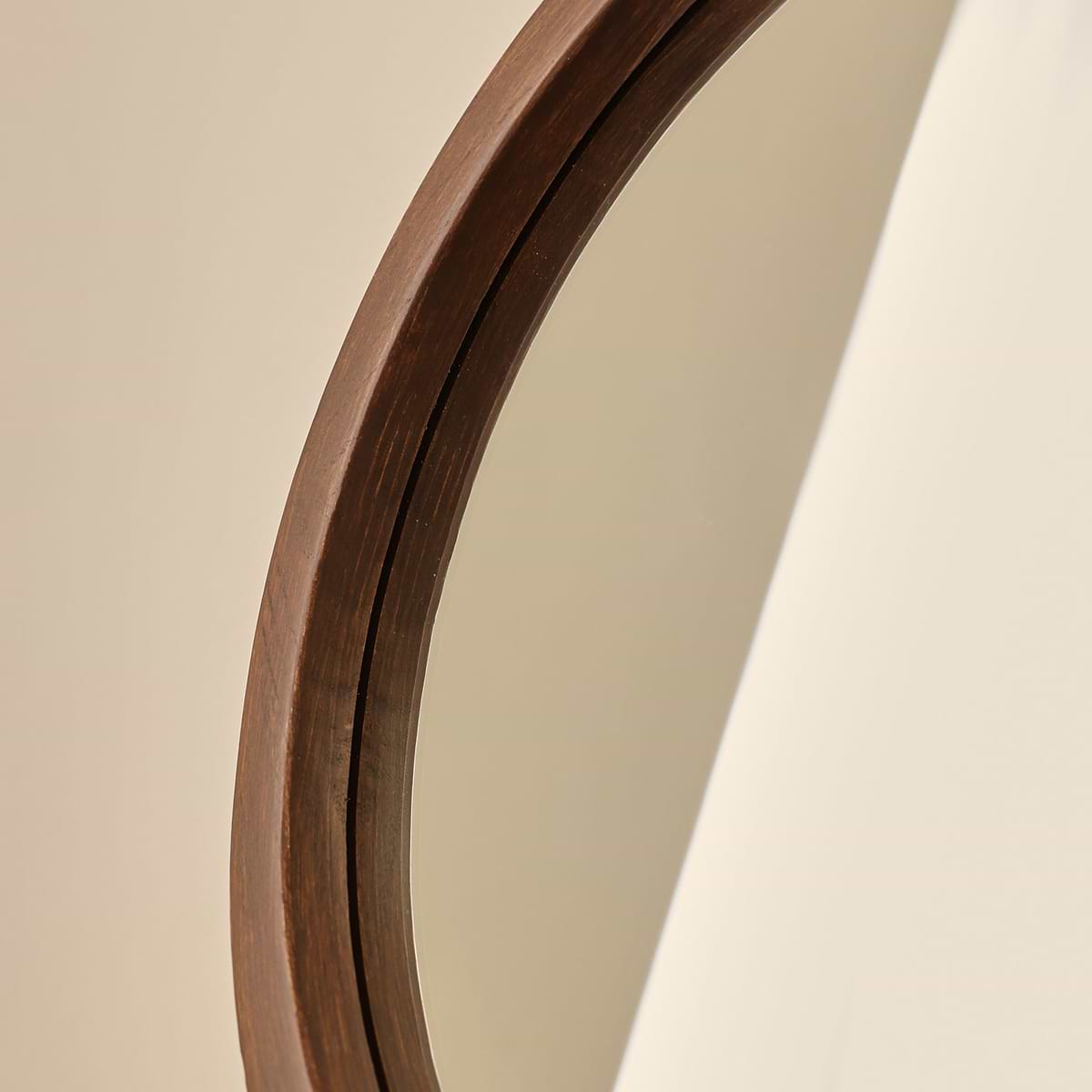 Arden - Dark Wood Round Wooden Wall Mirror 40cm x 40cm