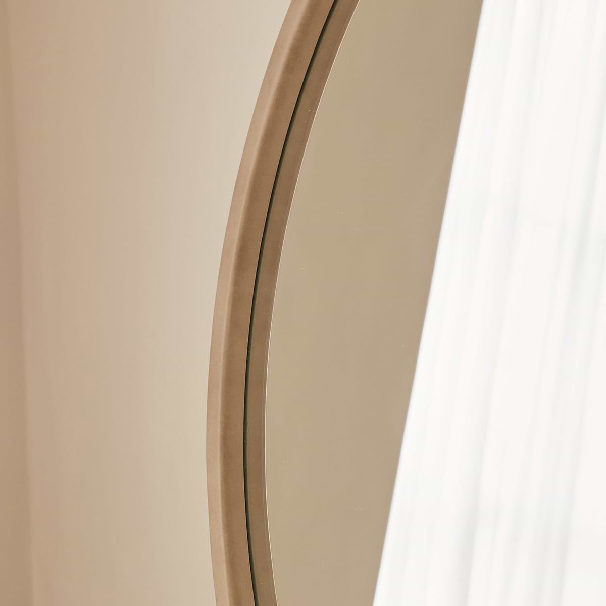 Arden - Large Concrete Round Wooden Wall Mirror 90cm x 90cm