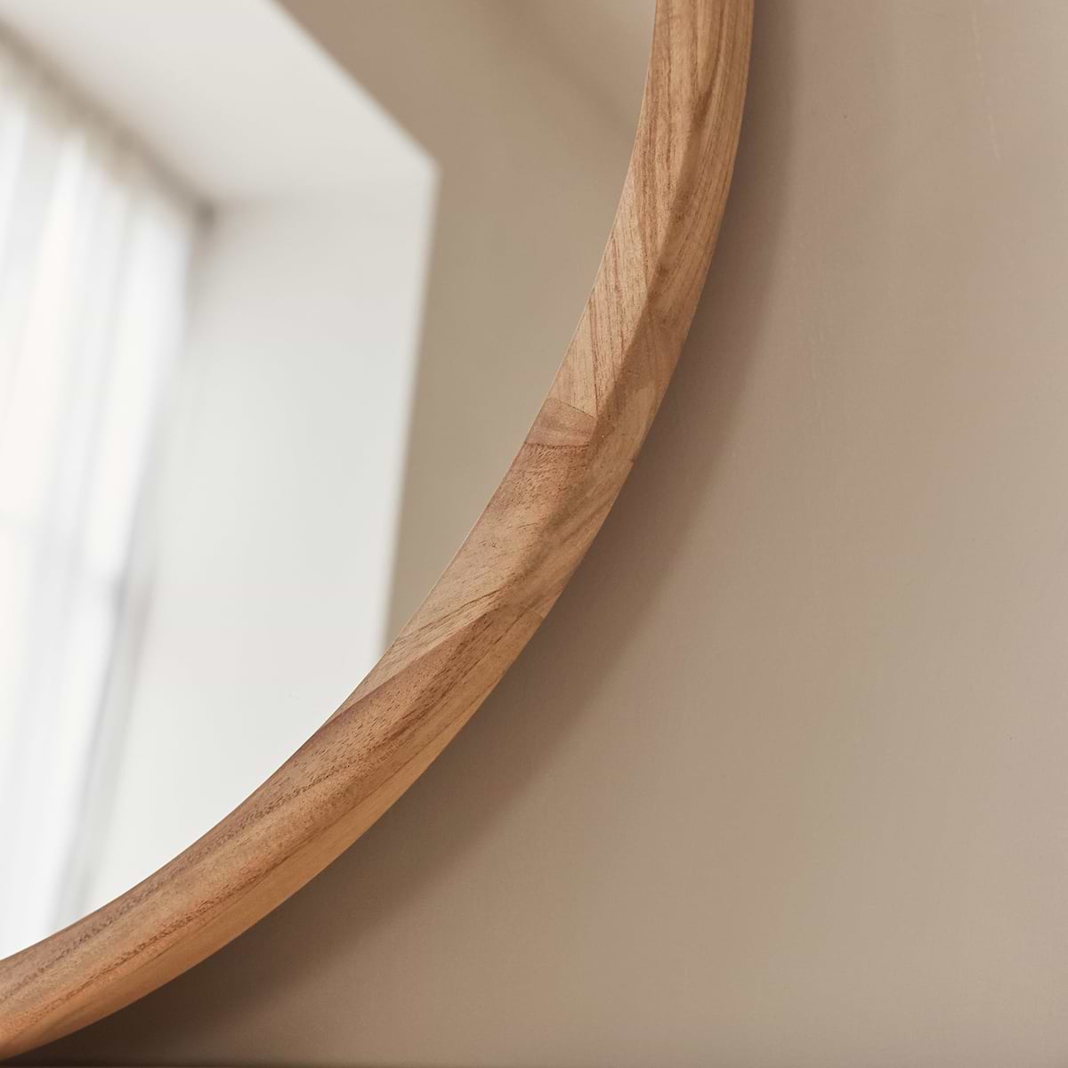Arden - Light Wood Round Wooden Wall Mirror 70cm x 70cm