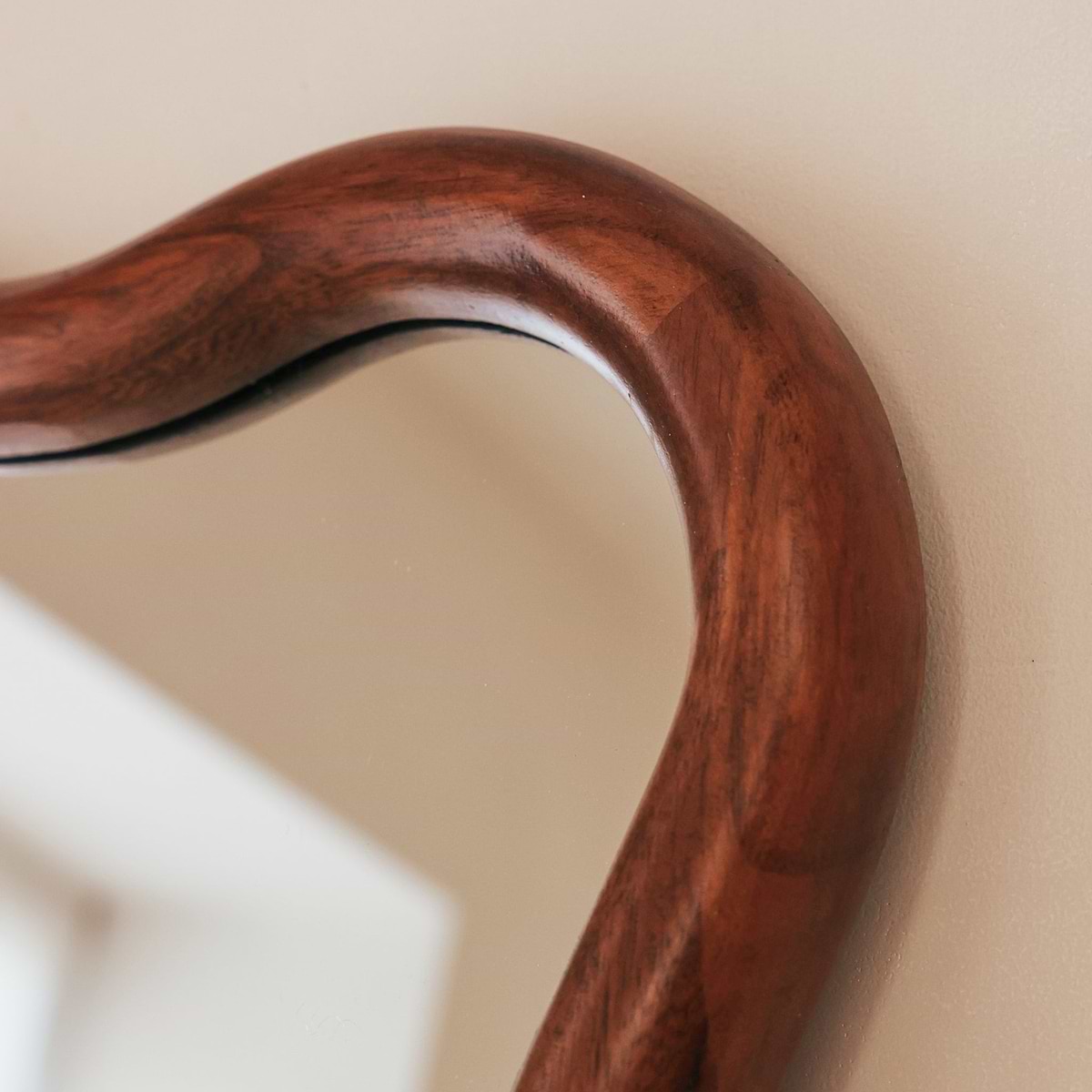 Marea - Dark Wood Wavy Retro Wall Mirror 100cm x 70cm