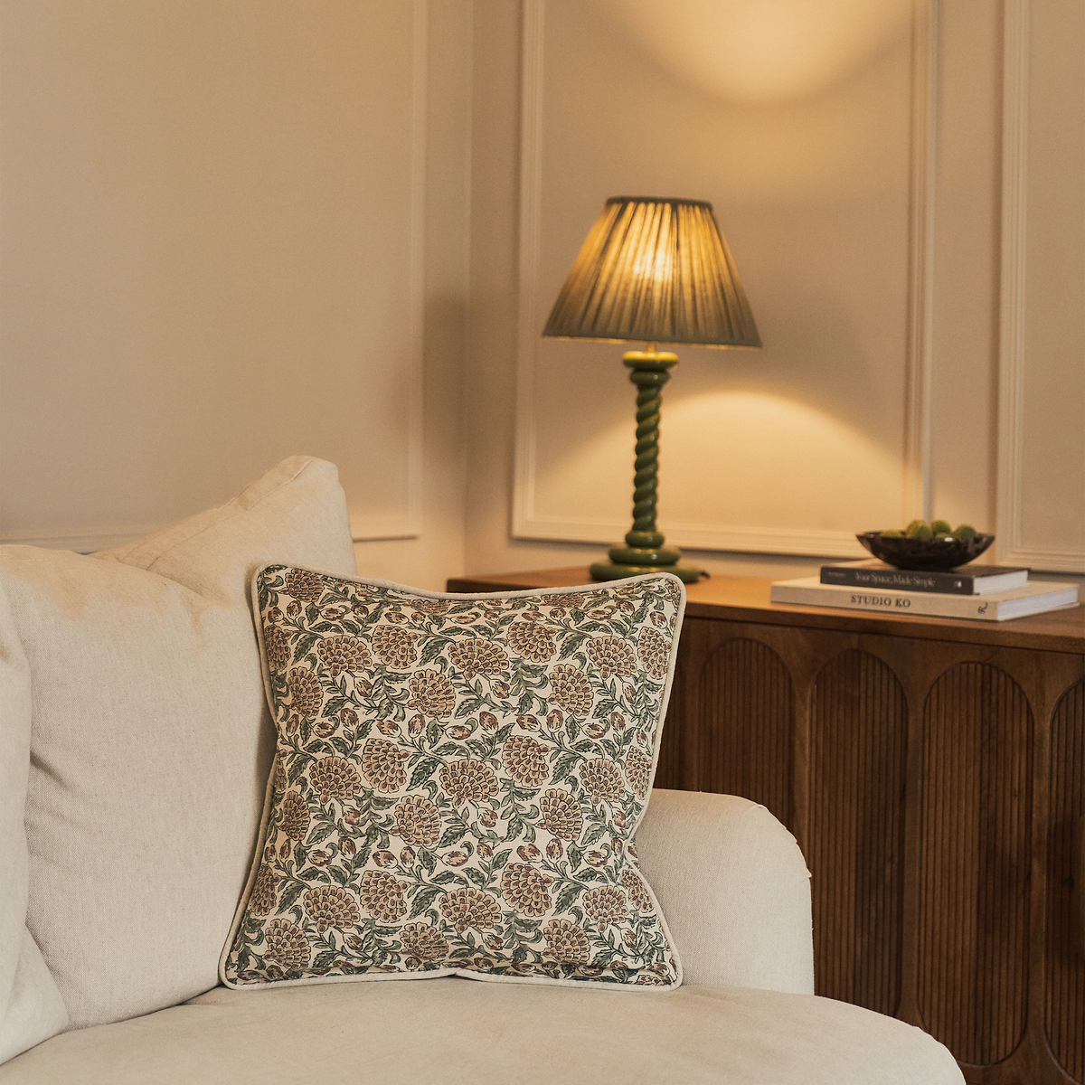 Erisha - Teal Printed Fabric Cushion