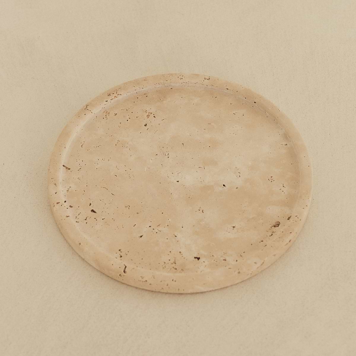 Travara - Cream Travertine Round Decorative Tray