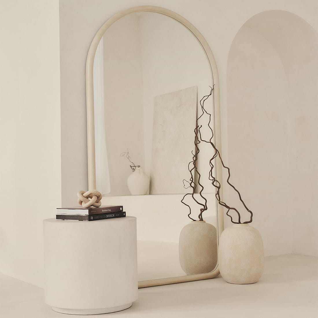 Amora Extra Large Full Length Arched Concrete Mirror 190cm x 100cm