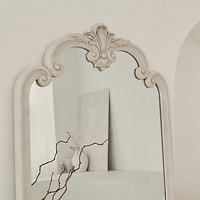Detail shot of Full Length Extra Large Concrete Ornate Mirror top crest
