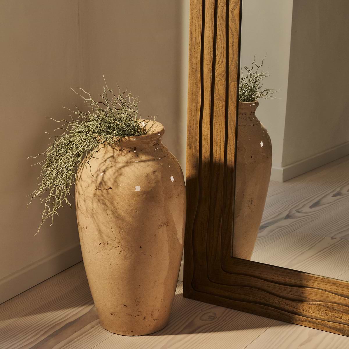Lucelle - Extra Large Full Length Warm Wood Arched Mirror 180cm x 120cm