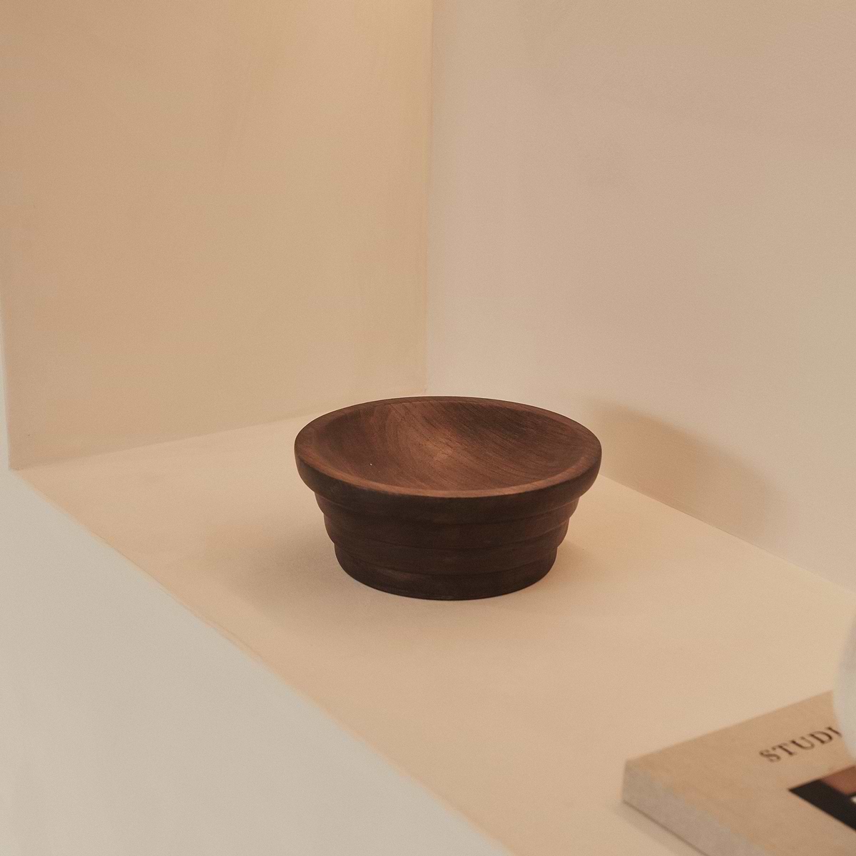 Luciana - Dark Wood Ribbed Bowl 25cm