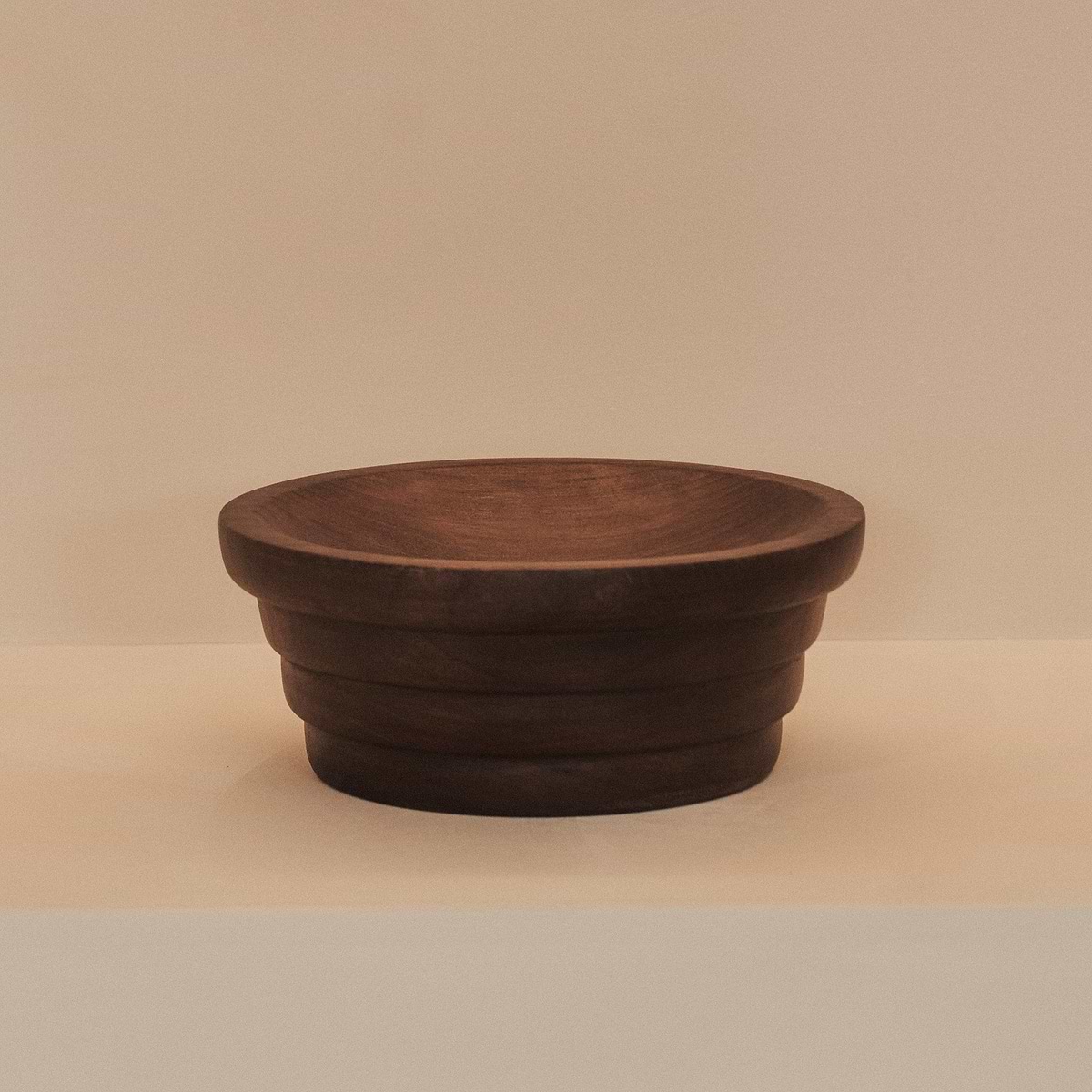 Luciana - Dark Wood Ribbed Bowl 25cm