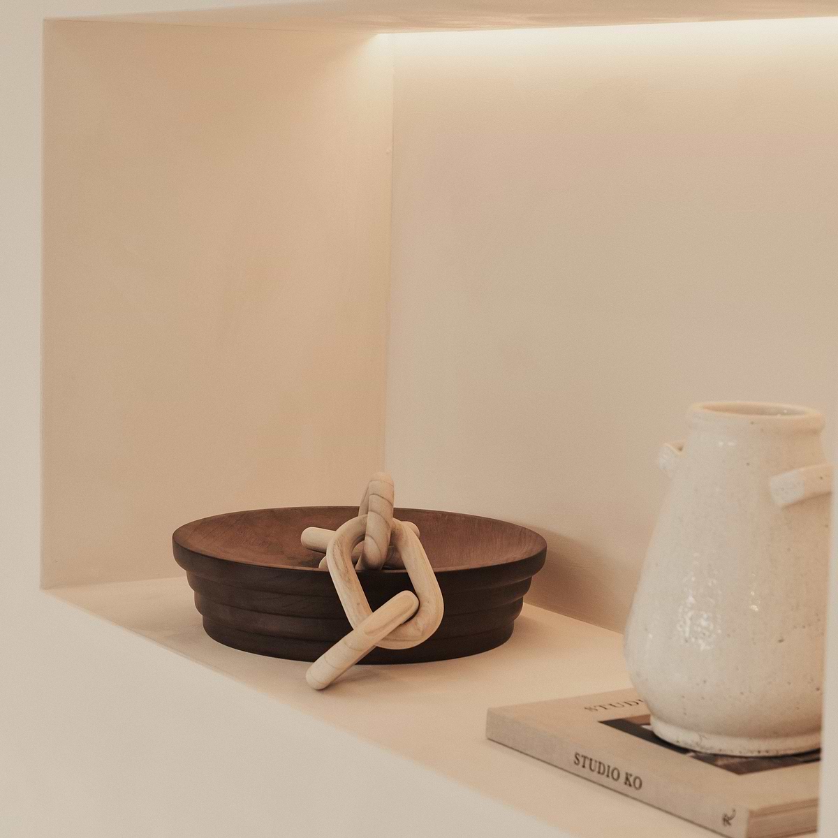 Luciana - Dark Wood Ribbed Bowl 40cm