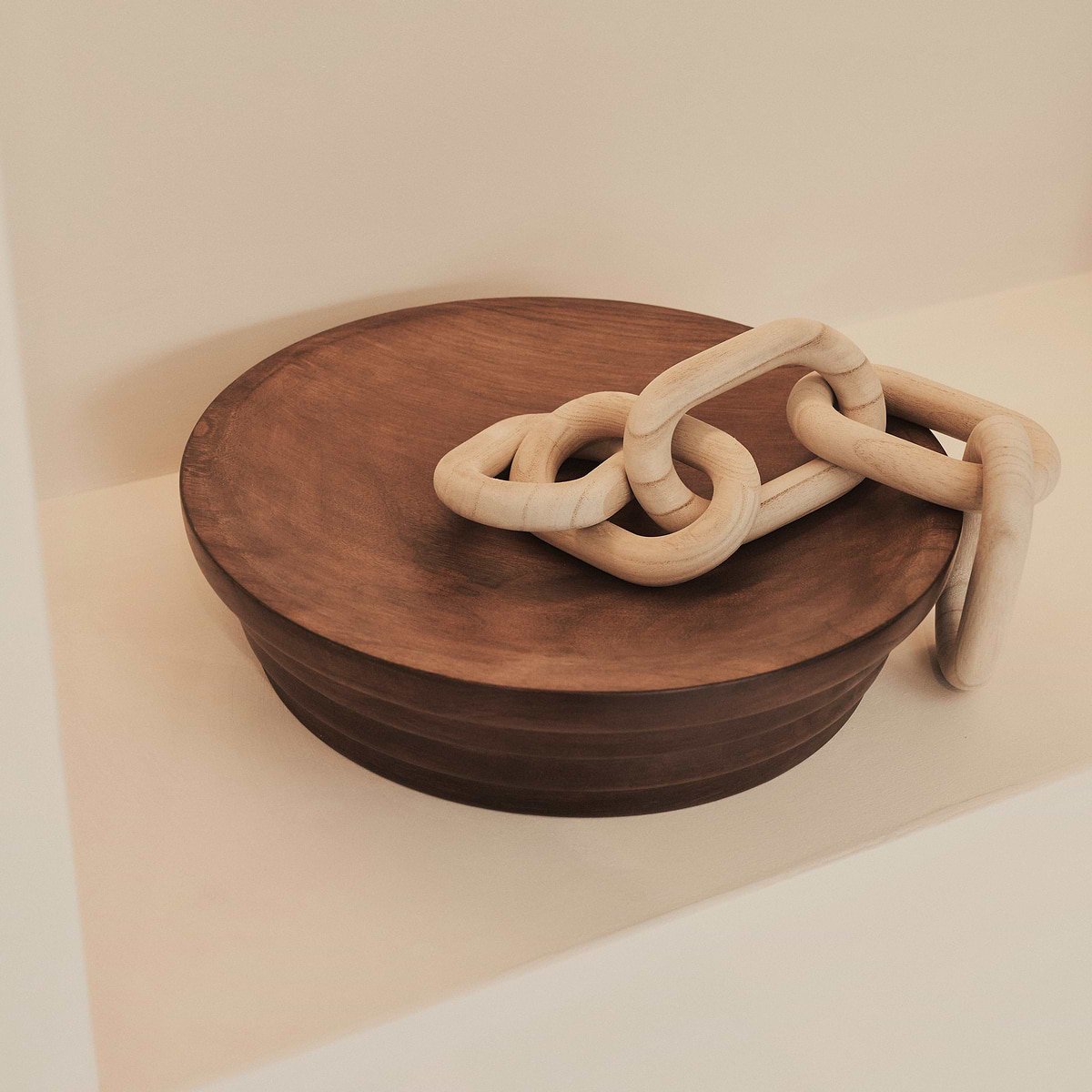 Luciana - Dark Wood Ribbed Bowl 40cm
