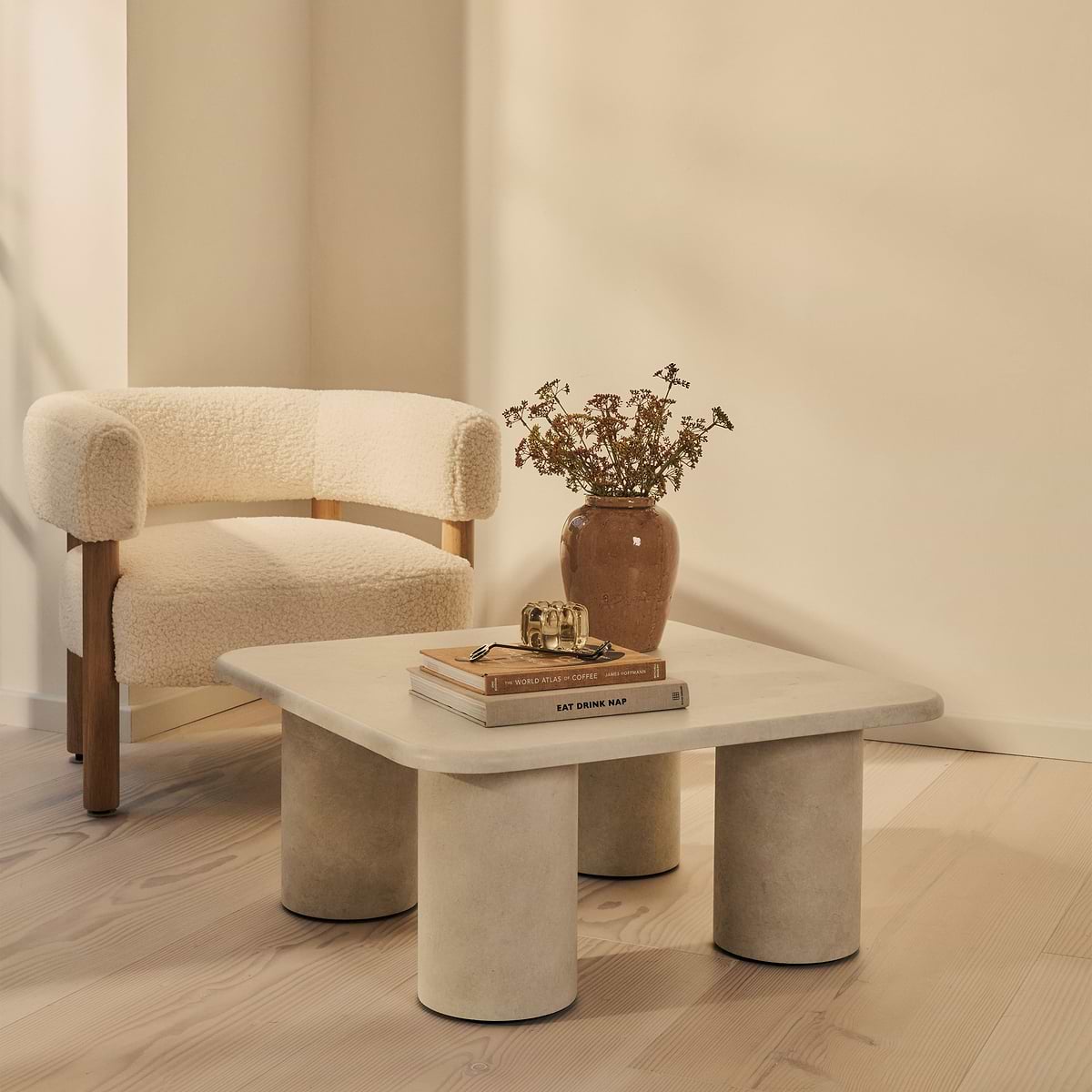 Alina - Concrete Square Large Wooden Coffee Table