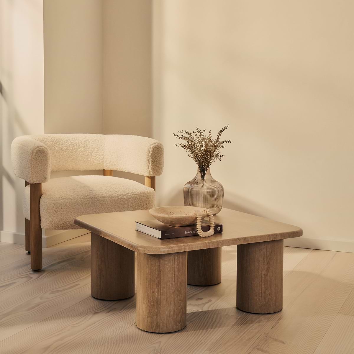 Alina - Washed Wood Square Large Wooden Coffee Table