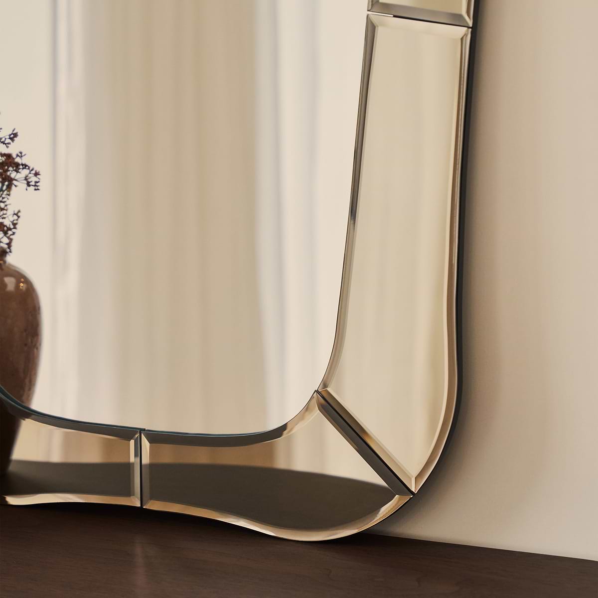 Florence - Bronze Bevelled Edge Art Deco Overmantle Mirror 90cm x 70cm