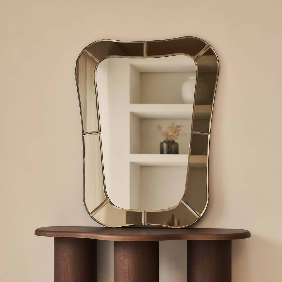 Florence - Bronze Bevelled Edge Art Deco Overmantle Mirror 90cm x 70cm