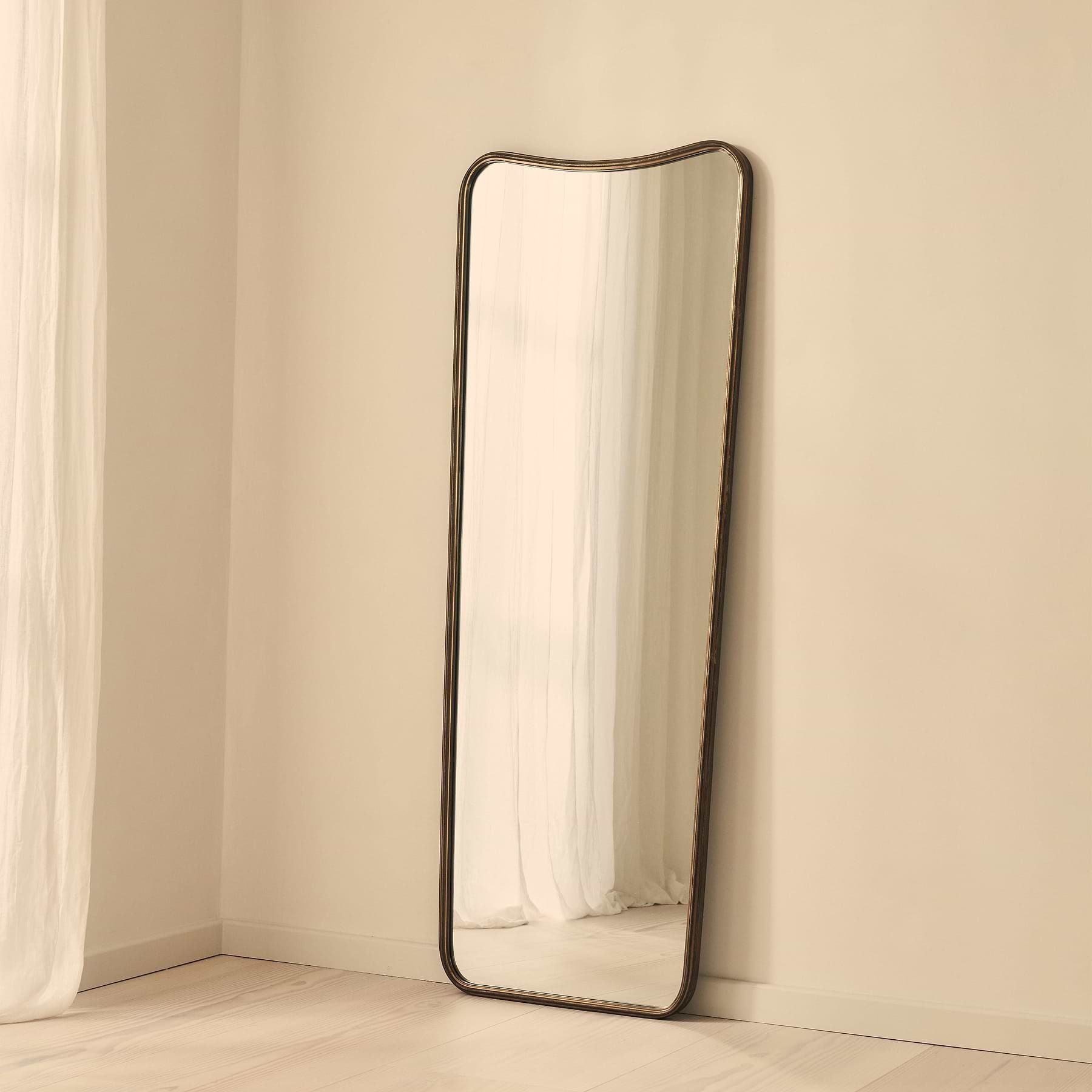 Louis - Antique Bronze Full Length Curved Metal Mirror 160cm x 60cm
