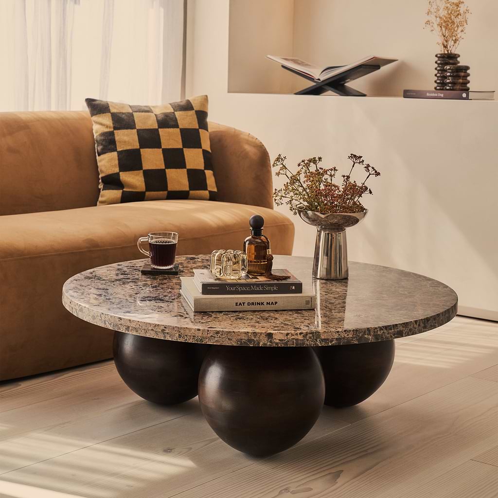 Melrose Dark Emperador Marble Round Dark Premium Coffee Table