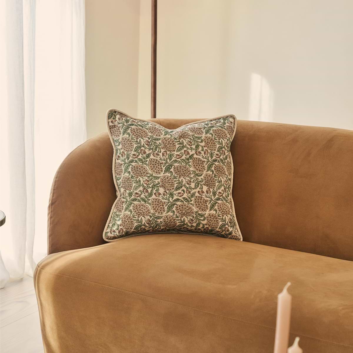 Erisha - Teal Printed Fabric Cushion