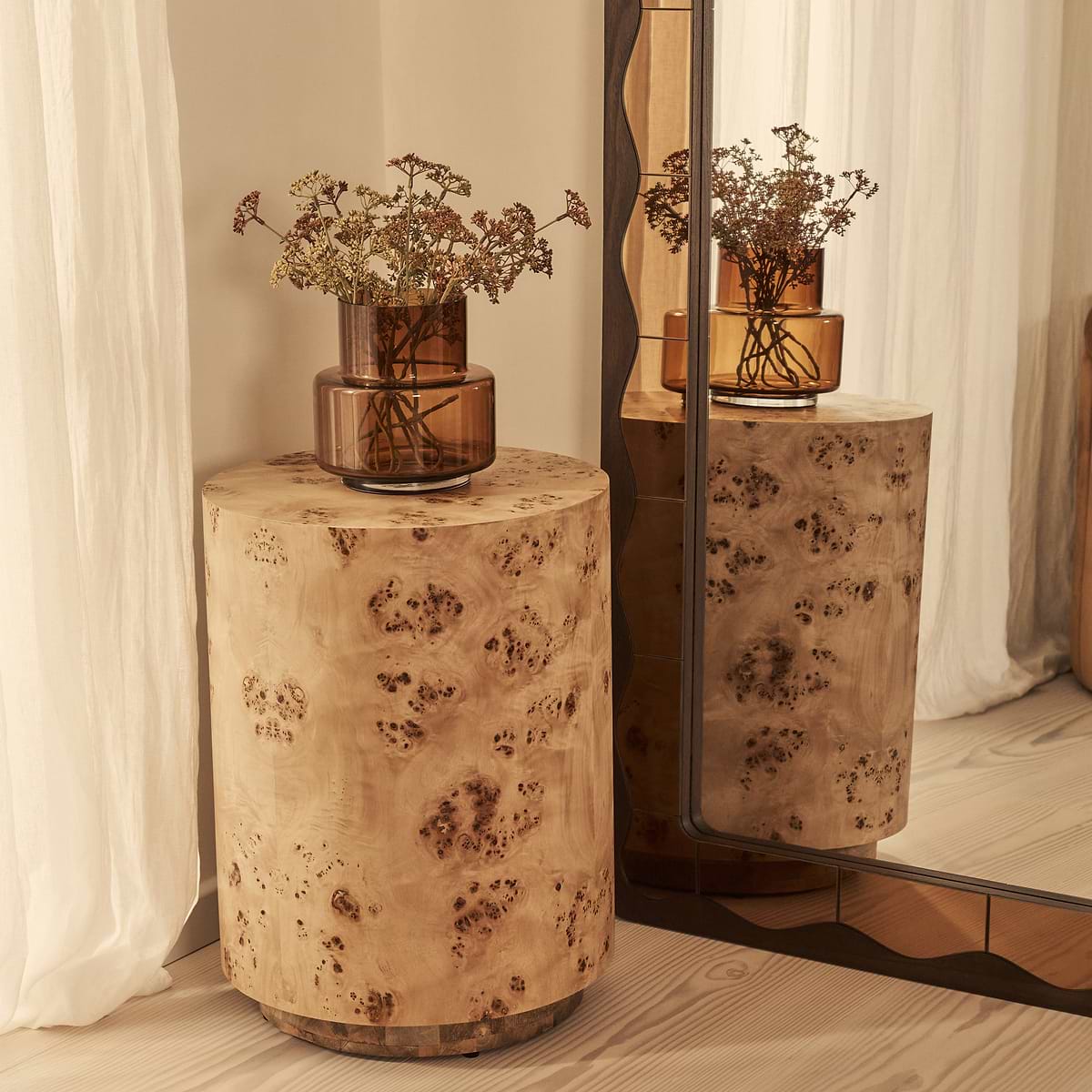 Mirella - Full Length Dark Wood Arched Wooden Mirror 182cm x 105cm