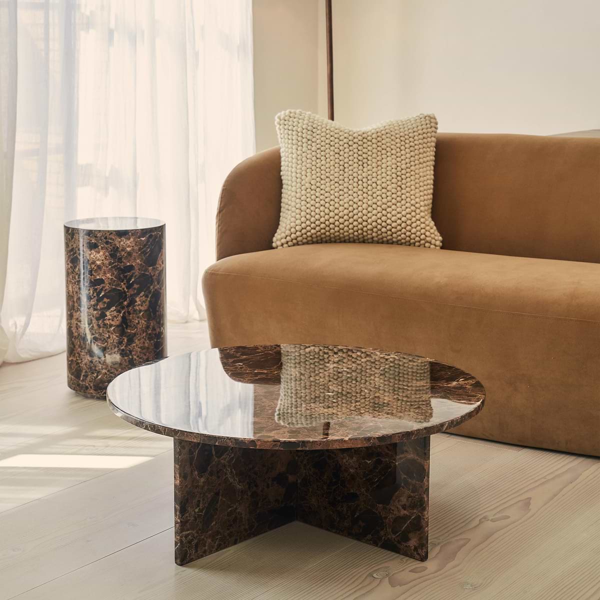 Ravello - Dark Emperador Round Premium Solid Marble Coffee Table