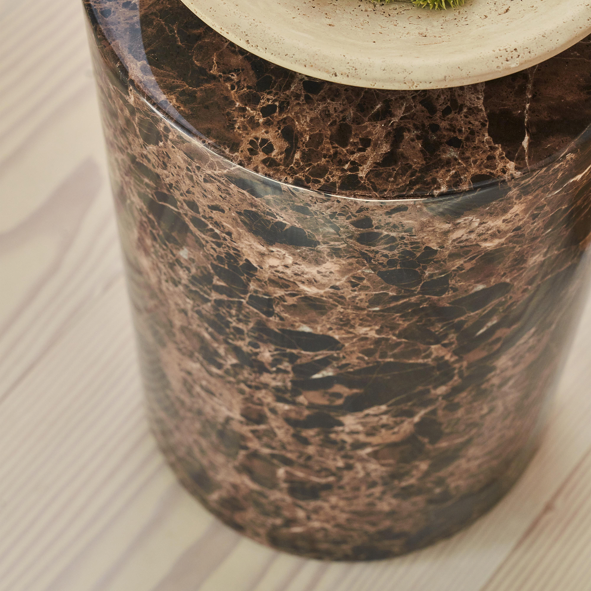Atella - Dark Emperador Round Premium Solid Marble Side Table