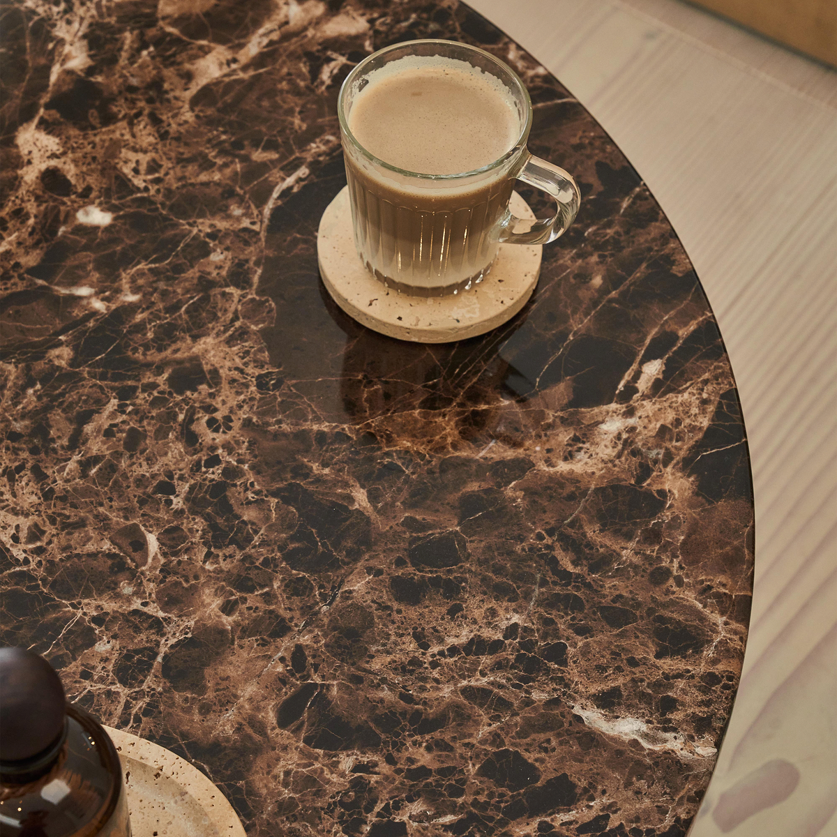 Ravello - Dark Emperador Round Premium Solid Marble Coffee Table