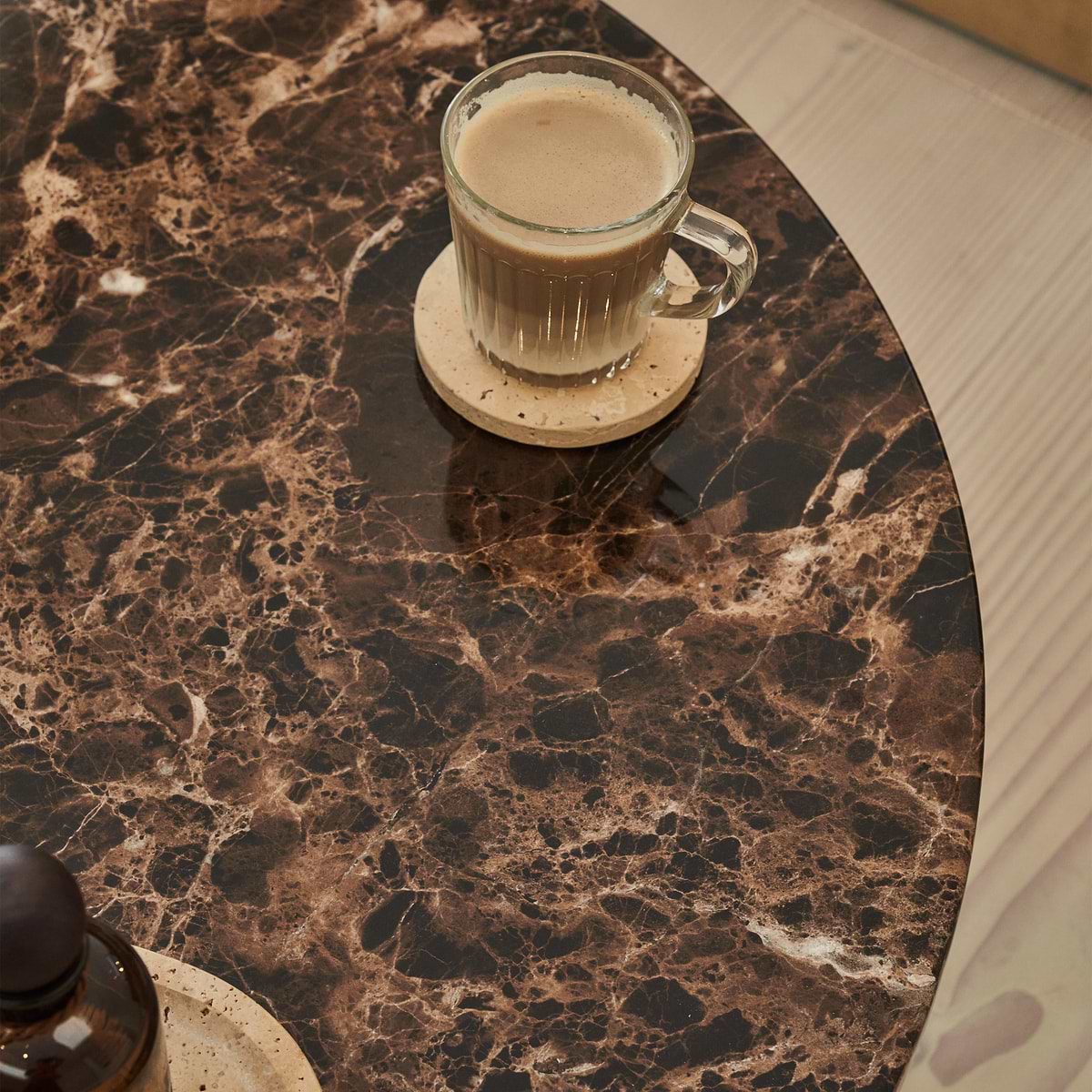 Ravello - Dark Emperador Round Premium Solid Marble Coffee Table