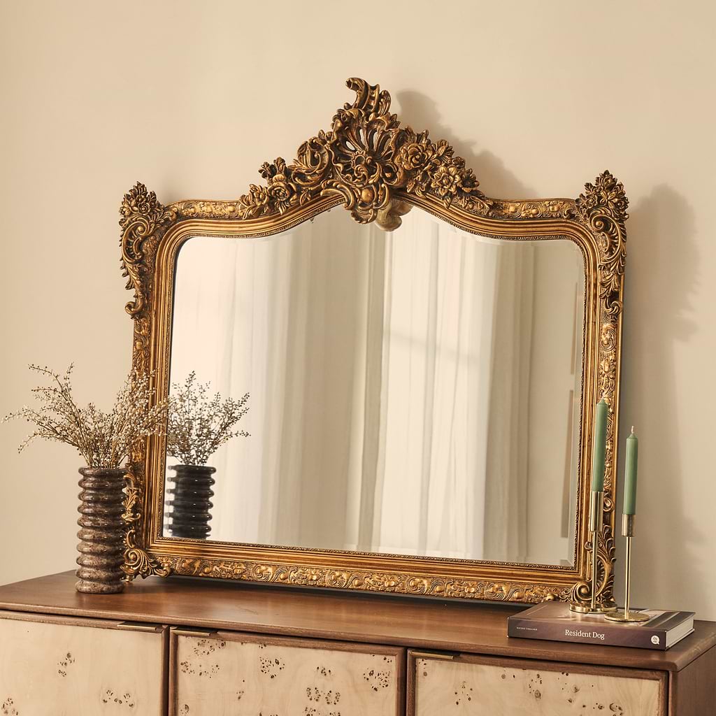 Francesca Arched Ornate Overmantle Wall Mirror 109cm x 100cm