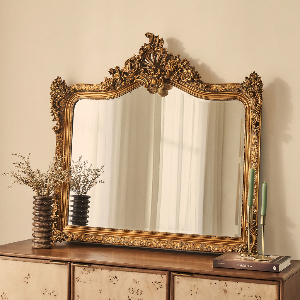 Francesca Arched Ornate Overmantle Wall Mirror 109cm x 100cm