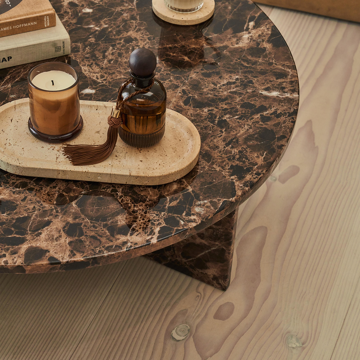 Ravello - Dark Emperador Round Premium Solid Marble Coffee Table