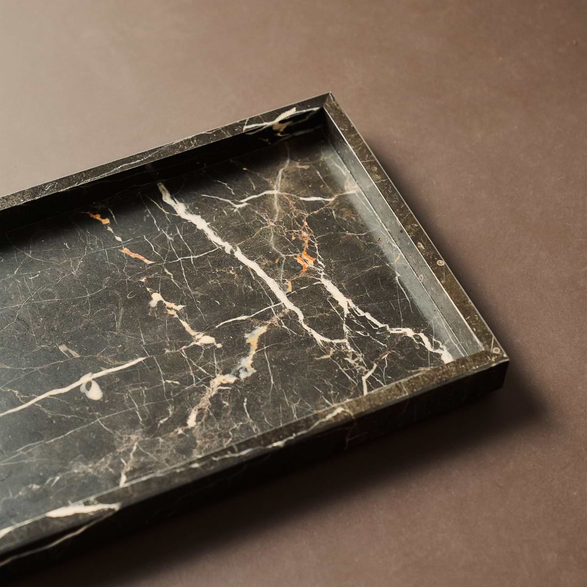 Travara - Dark Emperador Marble Large Rectangular Decorative Tray