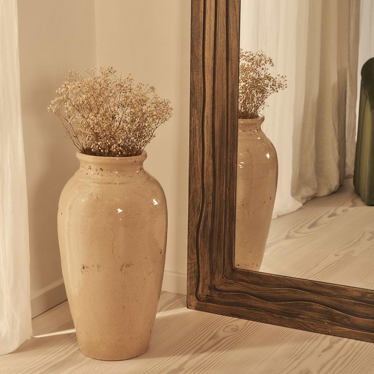Lucelle - Extra Large Full Length Warm Wood Arched Mirror 200cm x 100cm