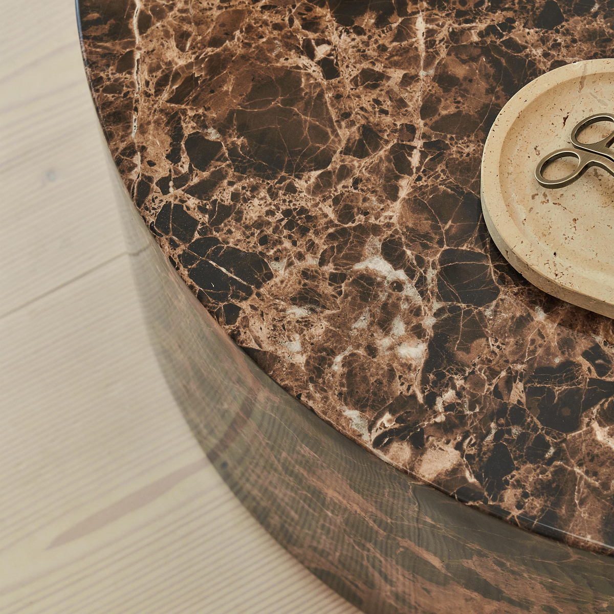 Atella - Dark Emperador Round Premium Solid Marble Coffee Table