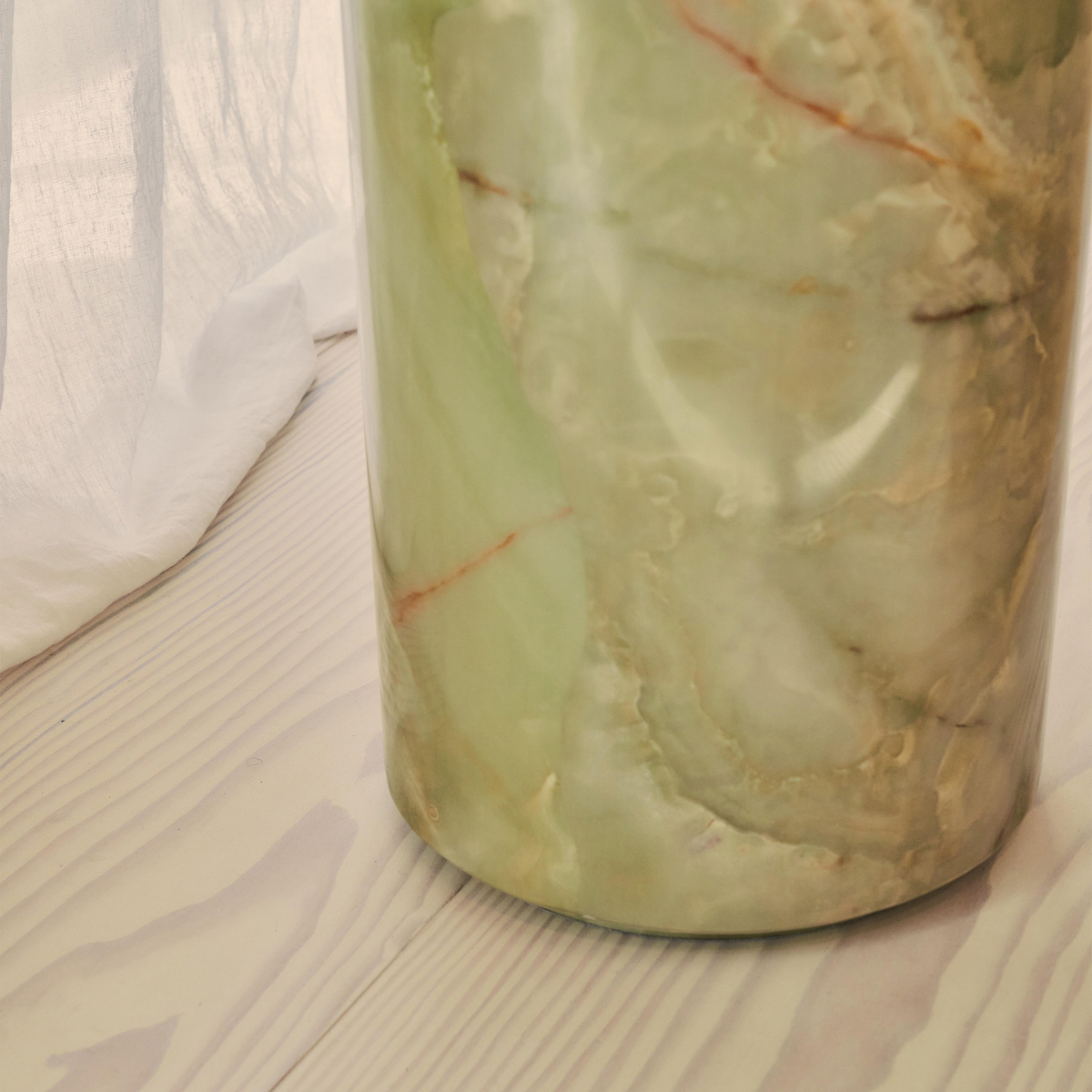 Atella - Green Onyx Round Premium Solid Marble Side Table
