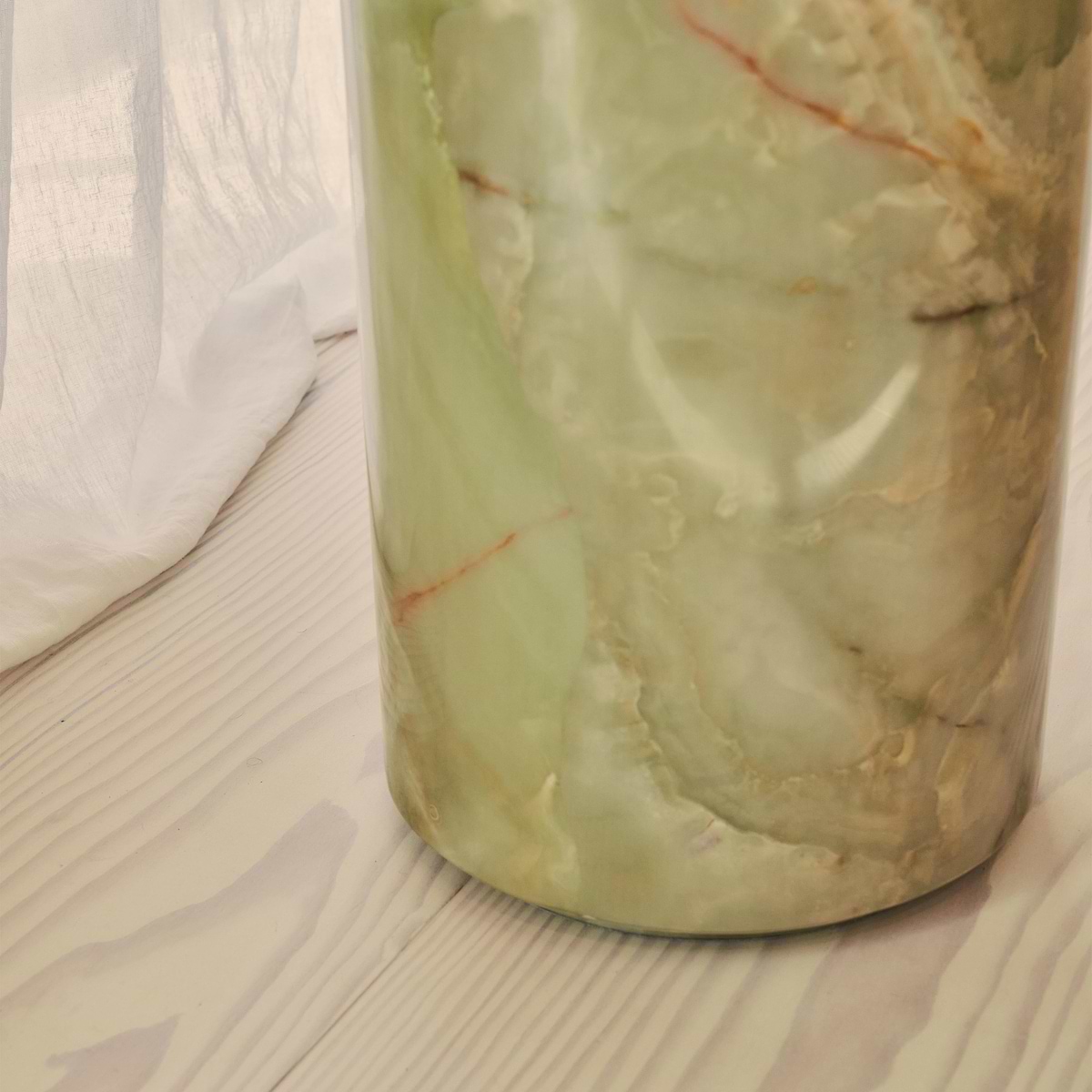 Atella - Green Onyx Round Premium Solid Marble Side Table