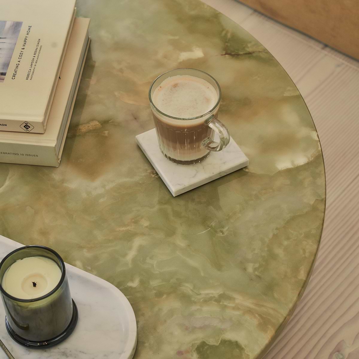 Ravello - Green Onyx Round Premium Solid Marble Coffee Table
